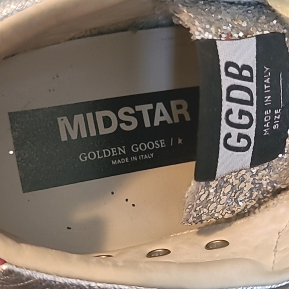 Golden Goose Mid Star Silver Glitter Sneakers Women's 10 Grunge Gorp Distressed - Picture 8 of 16
